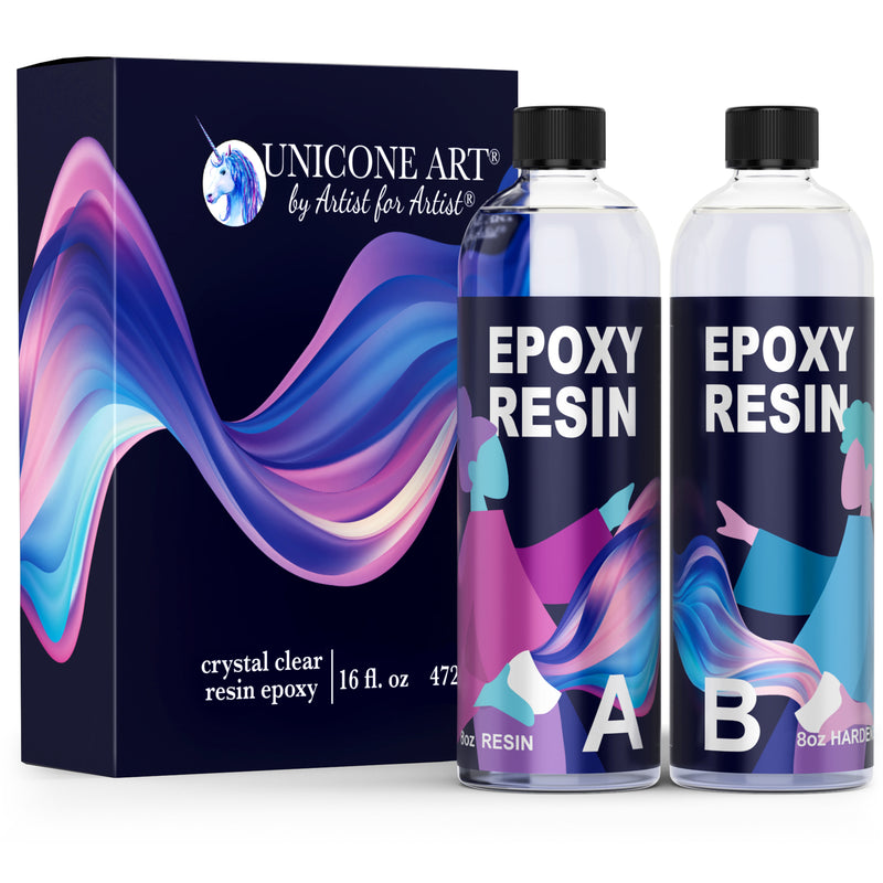 Unicone Art Epoxy Resin Kit for Art and Jewelry Making, Clear Casting Liquid (16 oz Set)